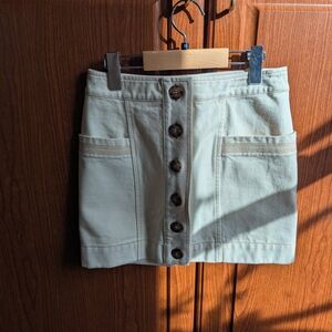 Sezane Button-Front Cream Mini Skirt